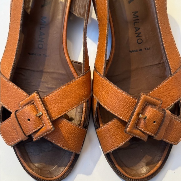 Prada sling back sandals 1 inch heel size 38 tan pebbled leather 90’s - Picture 3 of 12